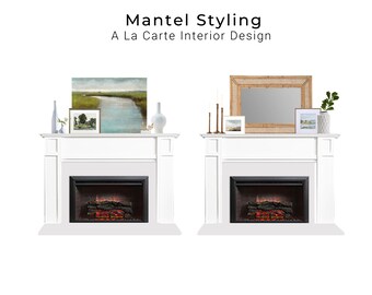 Fireplace Mantel Styling Service | Interior Design Rendering | A La Carte Design