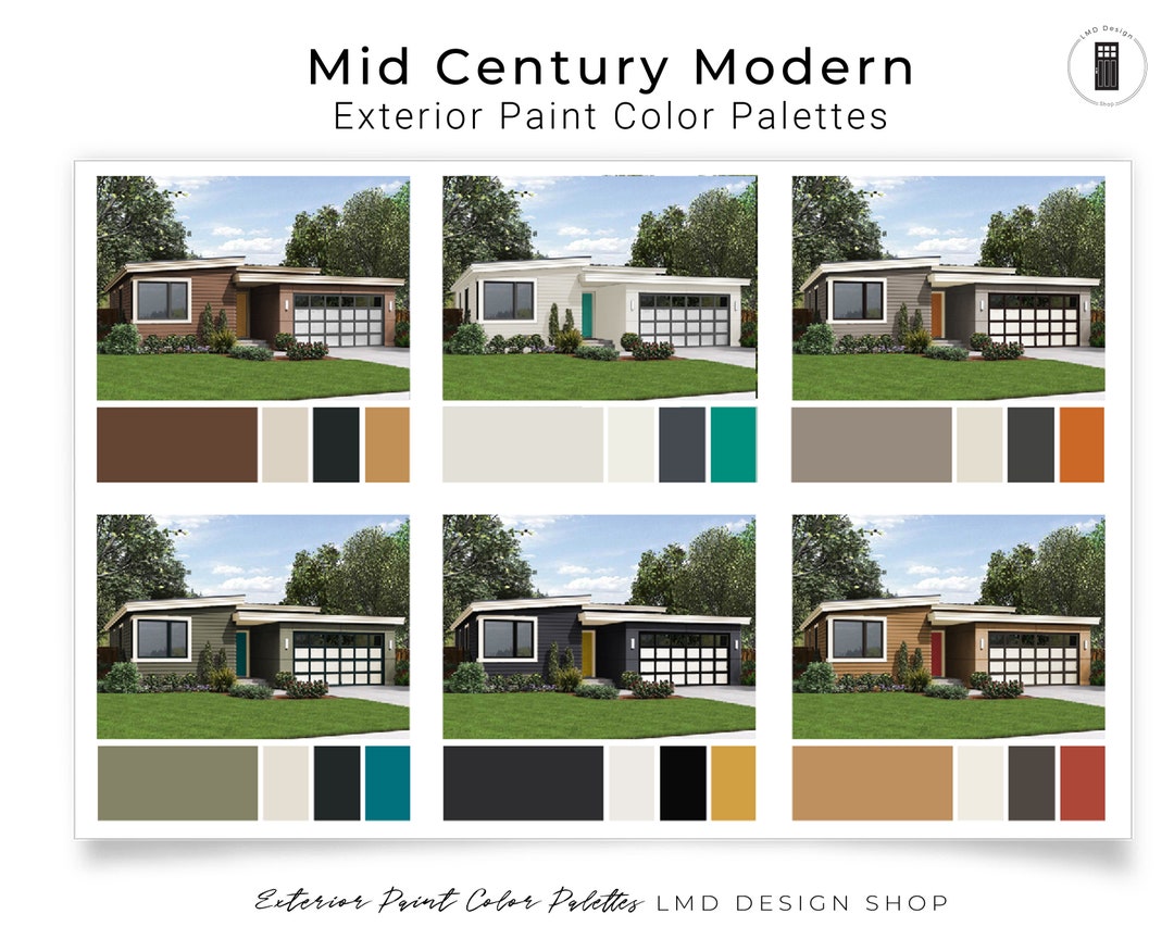 Exterior Paint Color Schemes Mid Century Modern Exterior - Etsy
