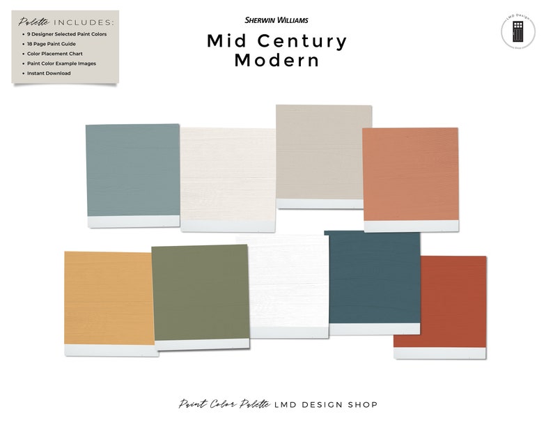 Sherwin Williams Mid Century Modern Palette Interior Paint - Etsy