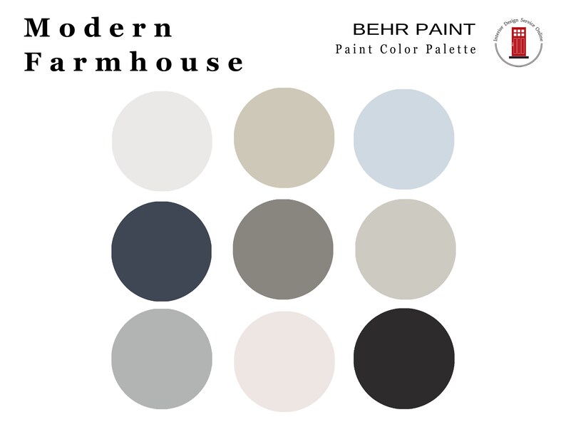 Modern Farmhouse Paint Colors Behr Interior Paint Palette Etsy