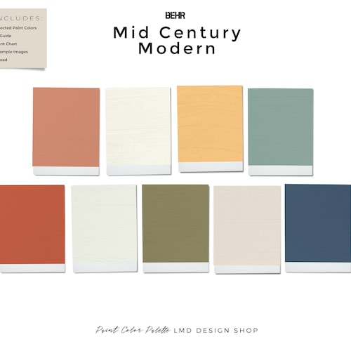 Mid Century Modern Paint Palette Behr Paint Palette Mid Etsy