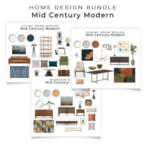 Mood Boards de diseño de casa moderna de mediados de siglo / Casa entera Diseño de interiores moderno de mediados de siglo