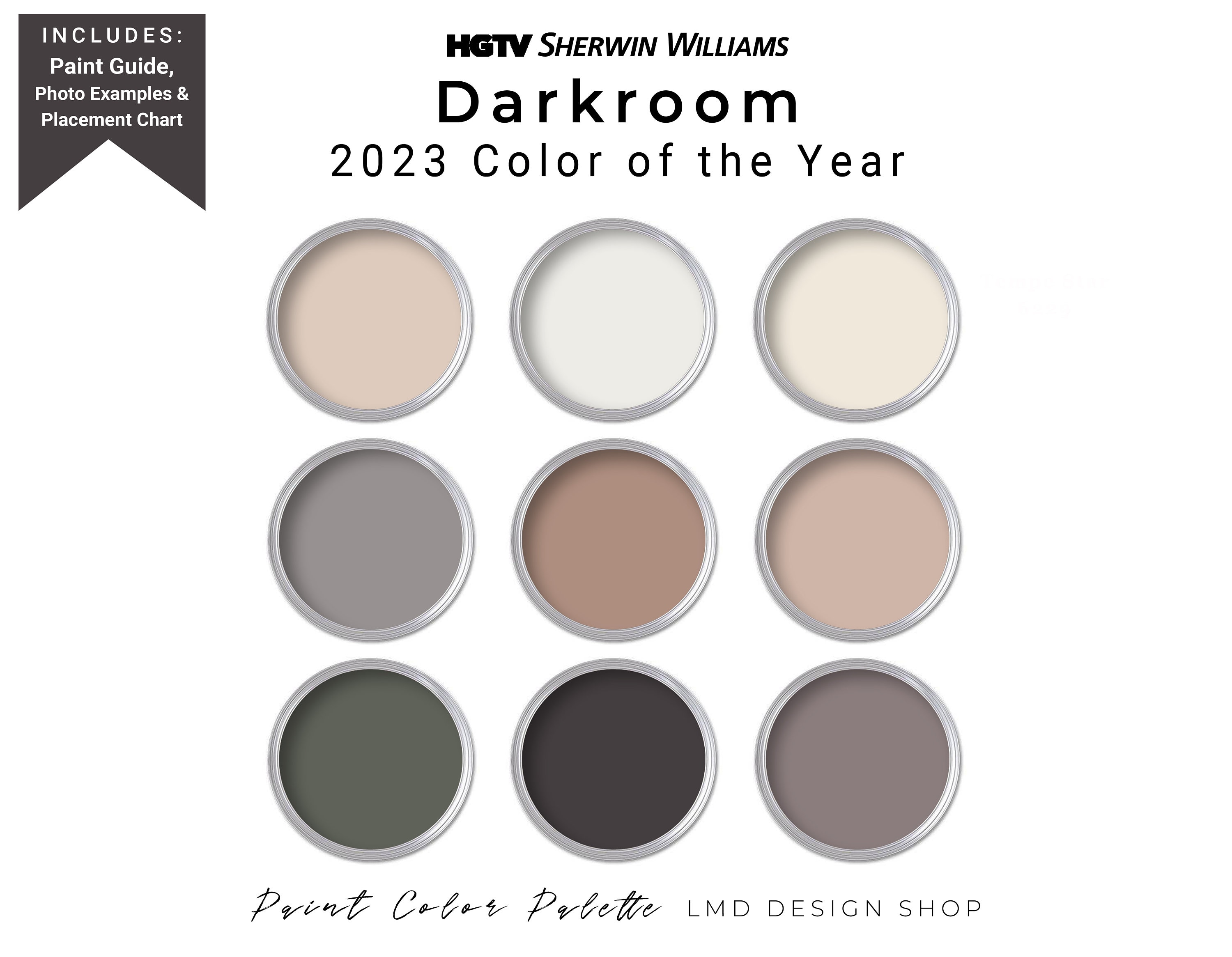 Sherwin Williams Darkroom Paint Color Palette HGTV 2023 Etsy
