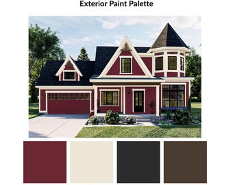 Burgundy Victorian Exterior Paint Palette | Hardware Guide | Professional Designer | Sherwin Williams Colors