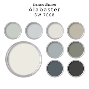 Paleta kolorów farb Sherwin Williams Alabaster | Paleta farb Alabaster do całego domu