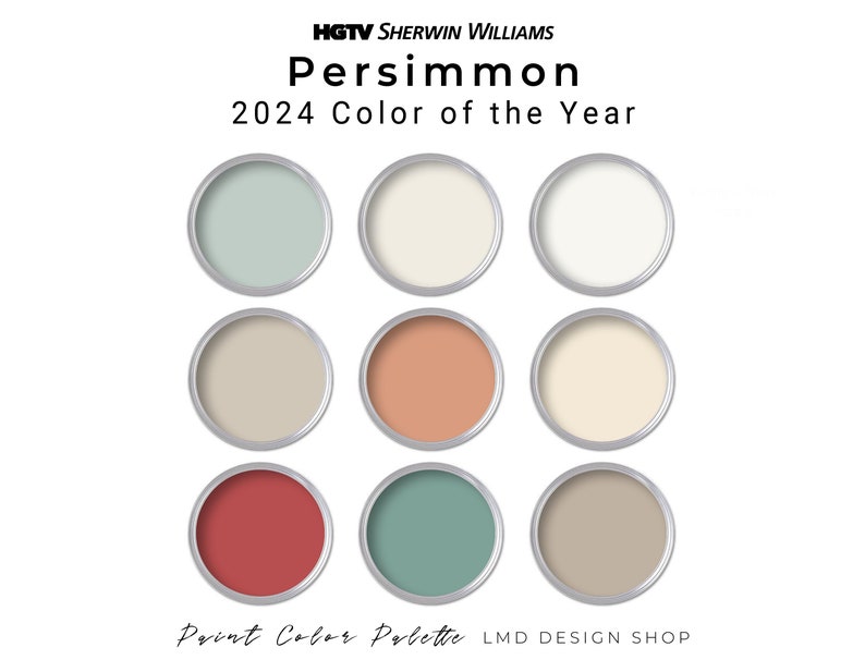 HGTV Sherwin Williams 2024 Color Persimmon Paint Palette Interior Paint