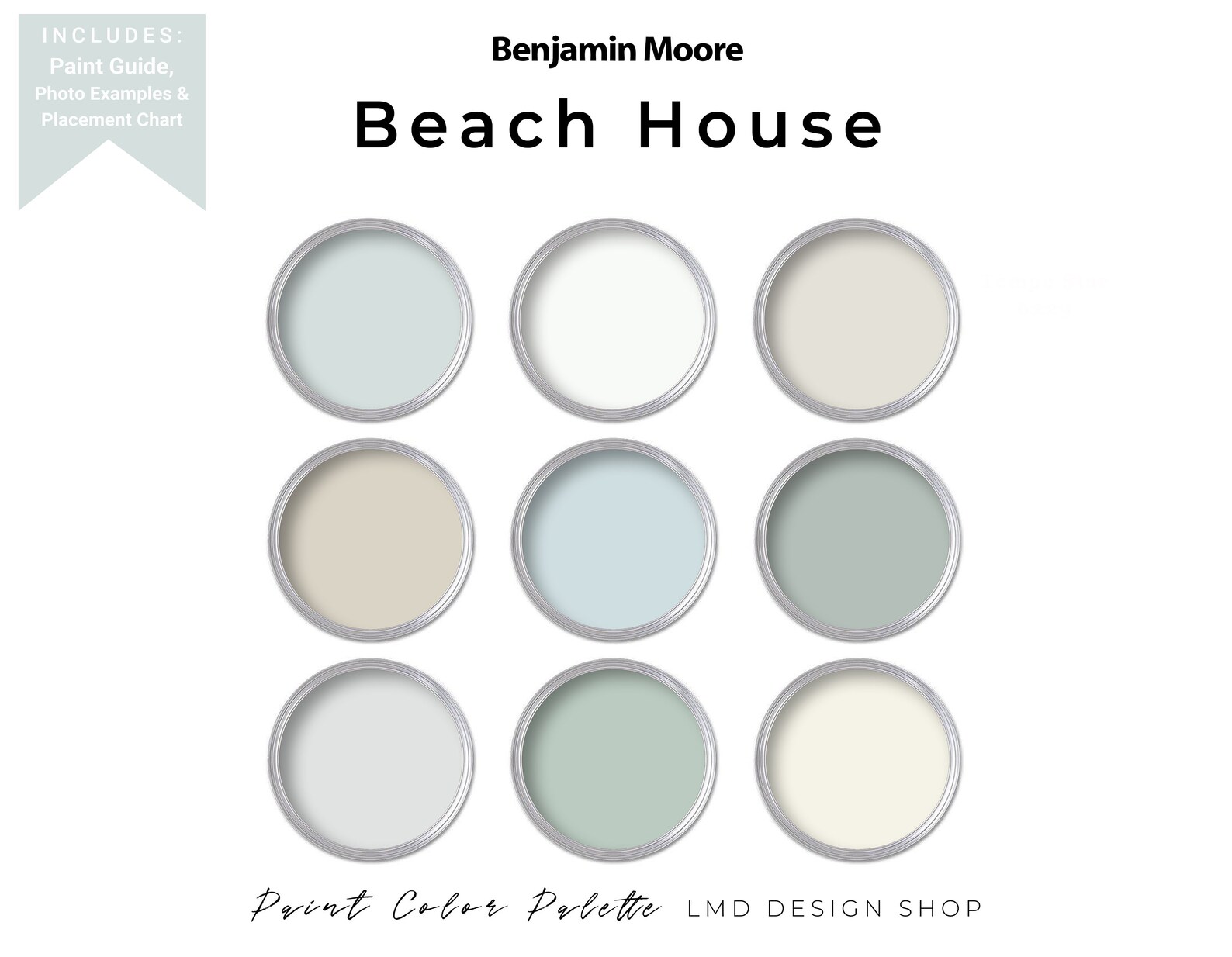 Beach House Benjamin Moore Paint Palette Interior Paint Etsy