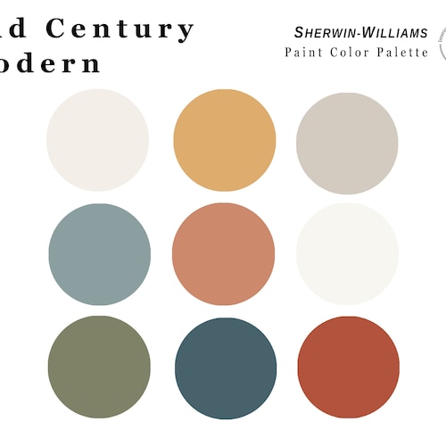 Mid-century Modern Perfect Paint Palette Sherwin Williams - Etsy