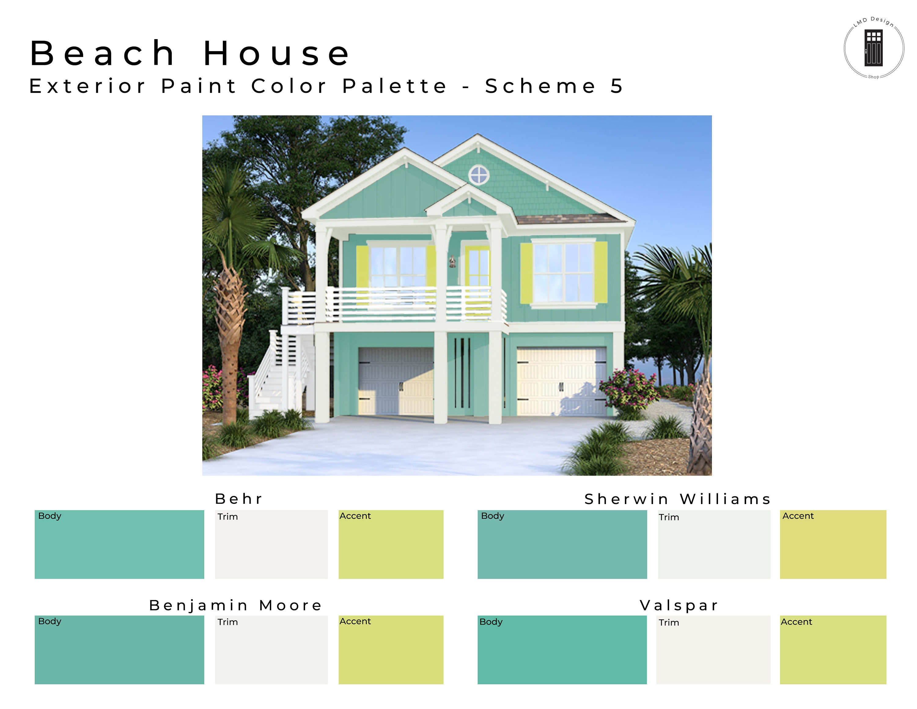 Beach House Exterior Paint Color Palettes Home Exterior Etsy UK