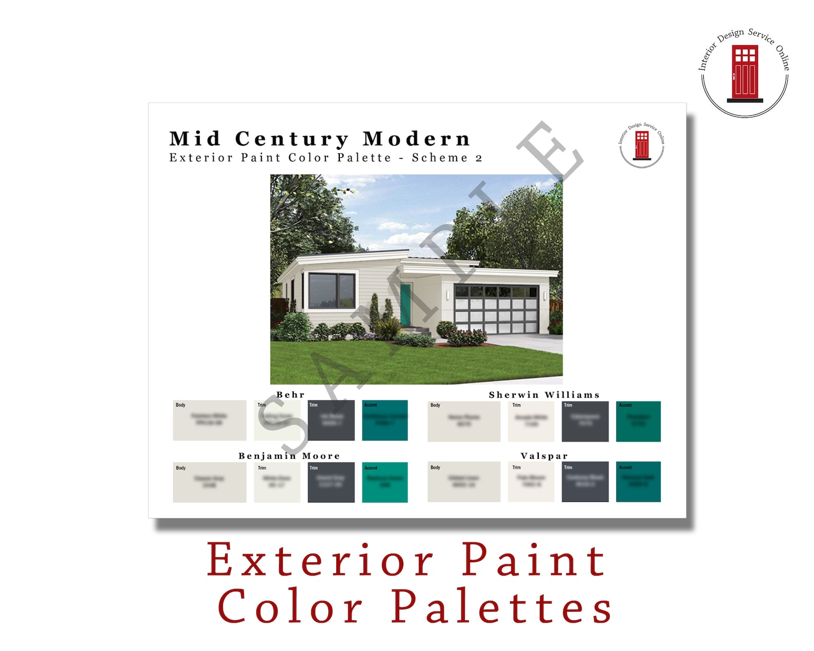 Exterior Paint Color Schemes Mid Century Modern Home Paint - Etsy