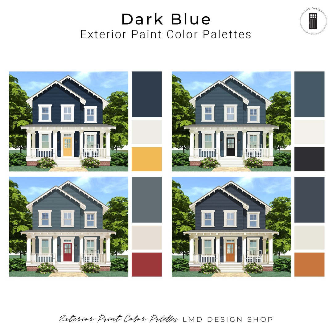 Dark Blue Exterior Paint Palettes Navy Blue House Exterior Paint Colors
