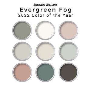 Evergreen Fog Sherwin Williams Paint Color Palette | Interior Paint Palette