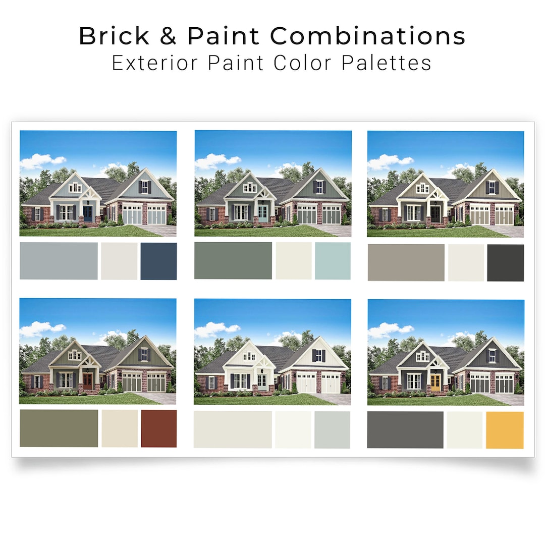 Brick Exterior Paint Color Palettes Exterior Paint Colors Etsy