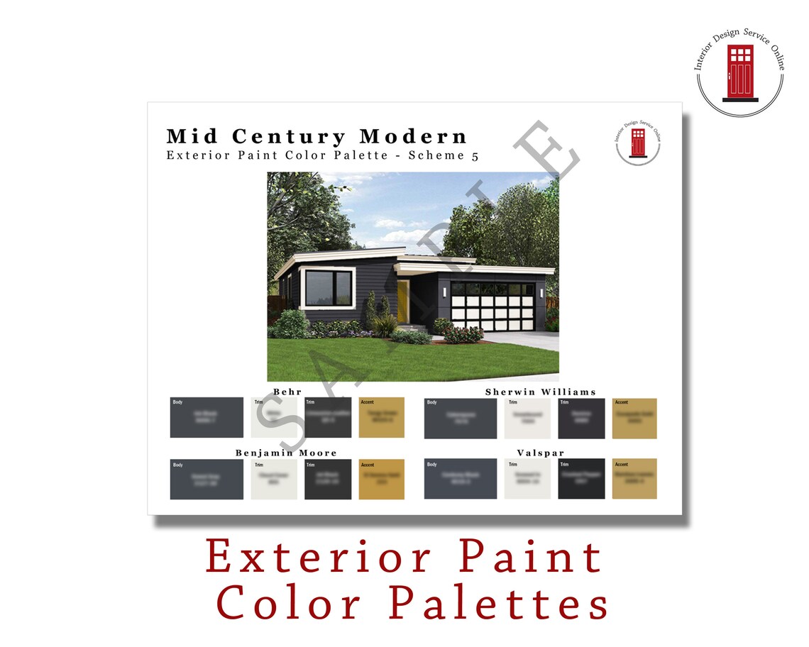 Exterior Paint Color Schemes Mid Century Modern Home Paint - Etsy