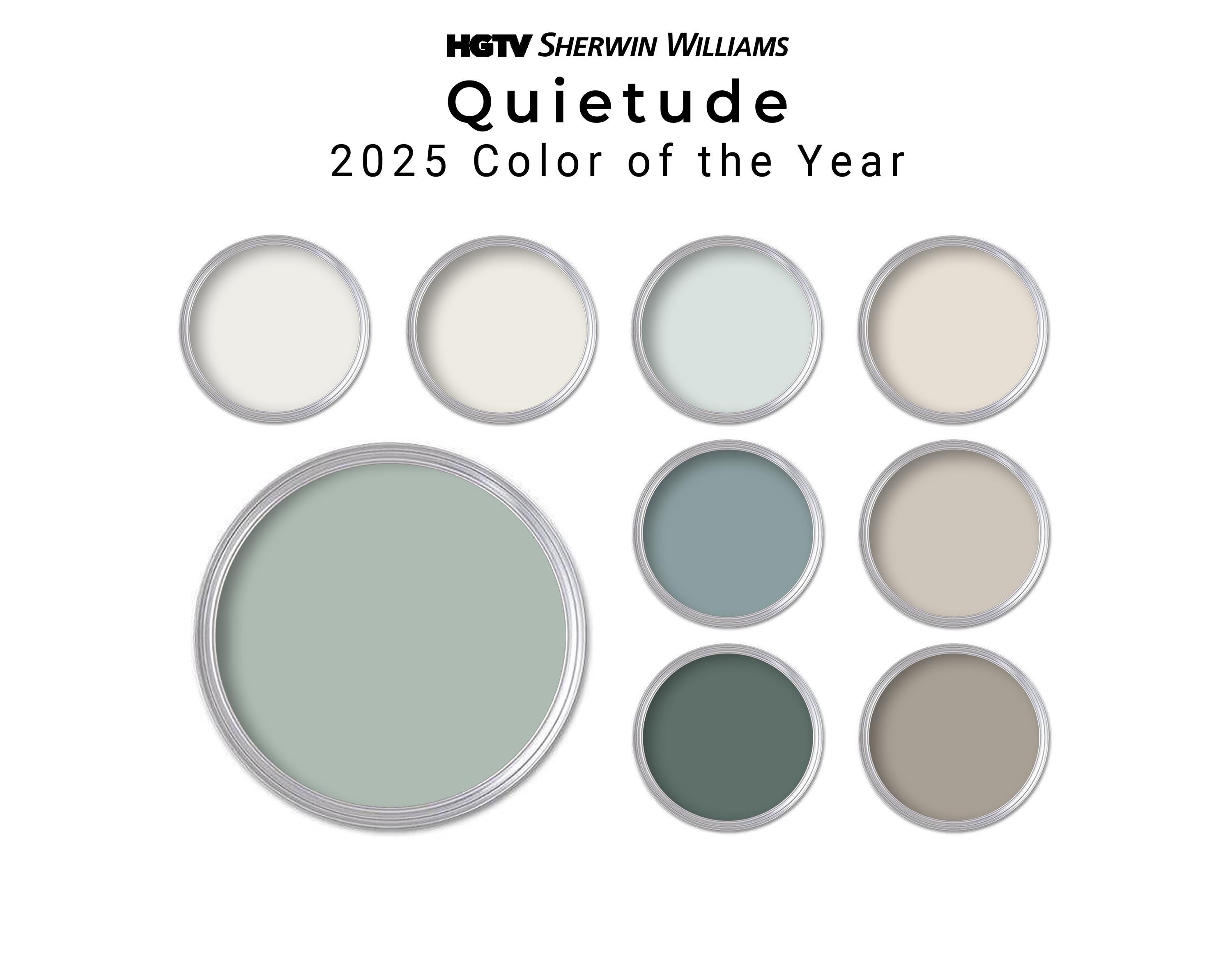 HGTV Sherwin Williams 2025 Color of the Year Quietude Paint Palette | Whole House Paint Palette