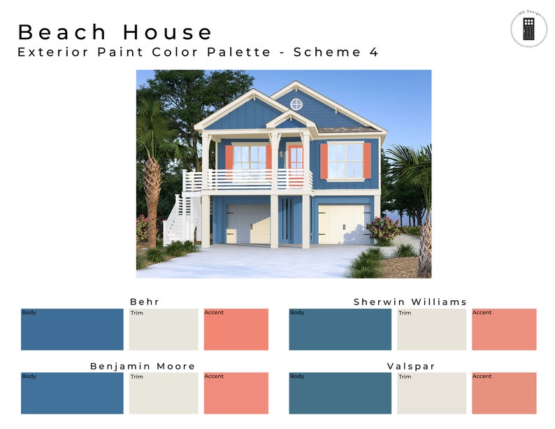 Beach House Exterior Paint Color Palettes Home Exterior Etsy