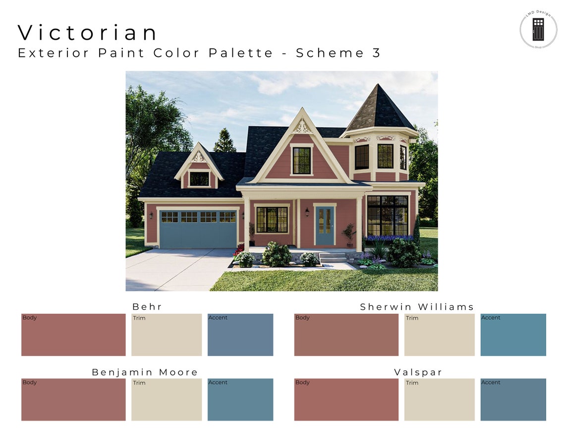 Victorian Exterior Paint Color Palettes House Paint Colors - Etsy UK