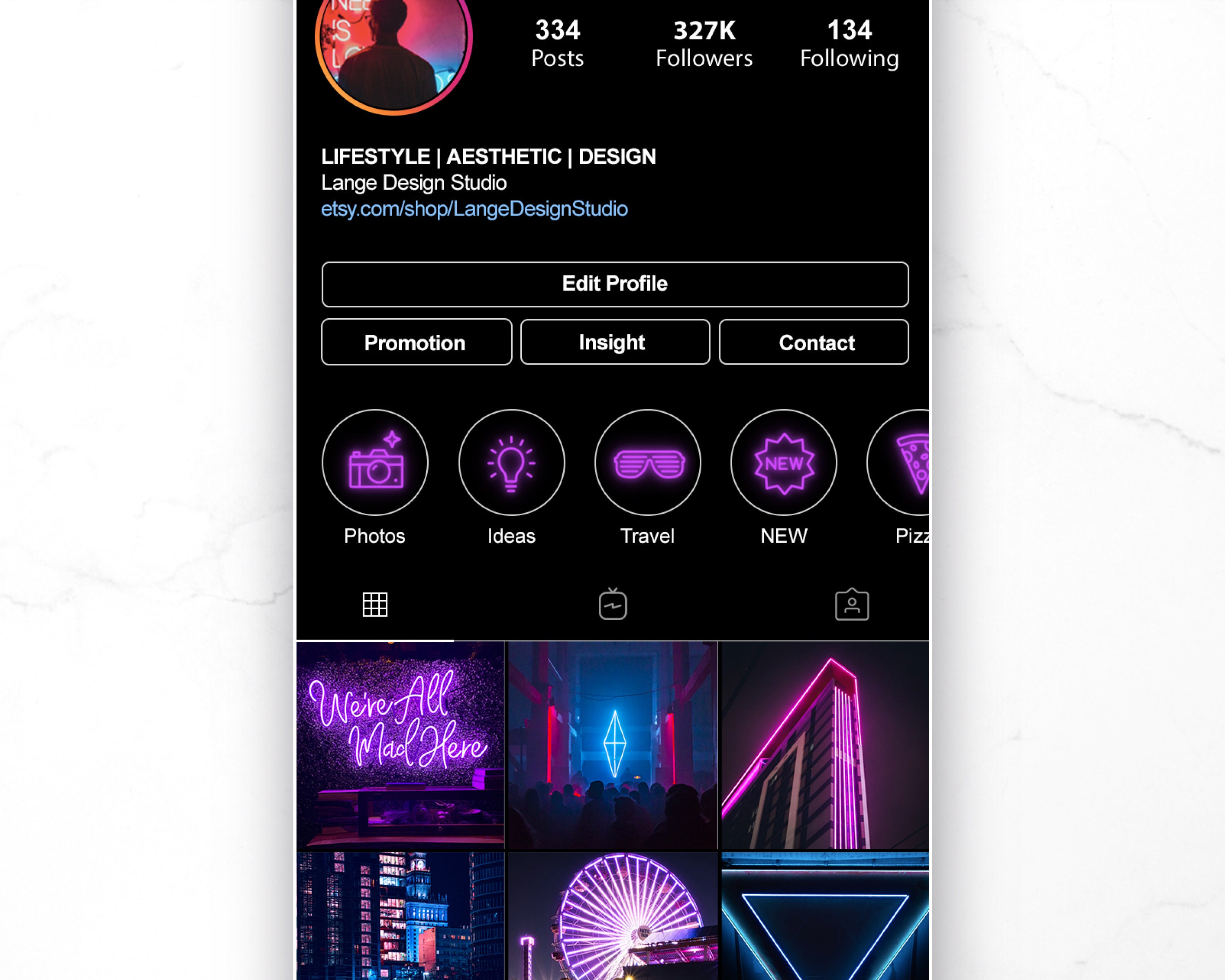 Neón Instagram Highlight Icons / IG historias cubre para el Etsy