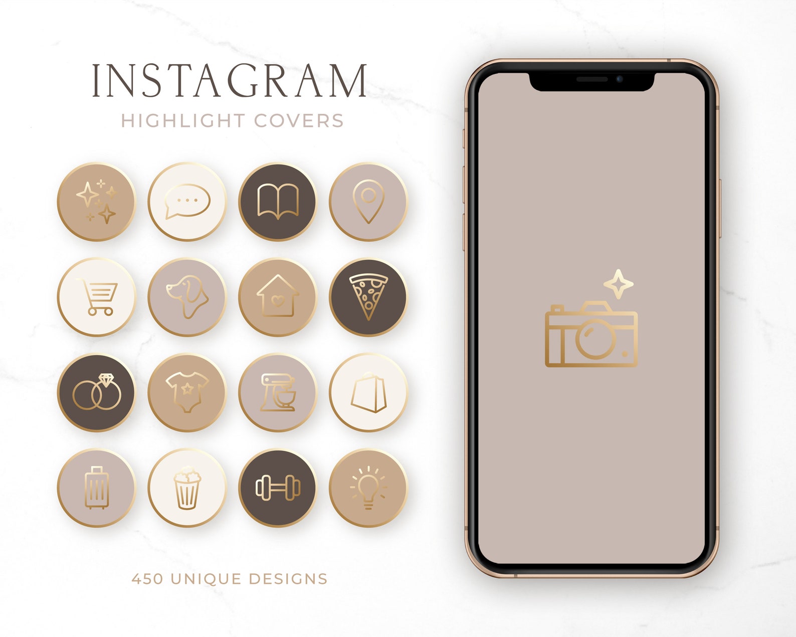 Gold Instagram Highlight Icons IG stories covers perfect for Etsy
