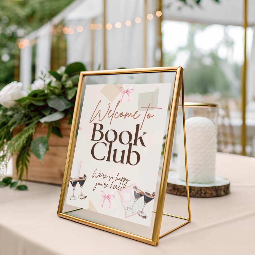 Book Club Welcome Sign Printable, Coquette Book Club Decor, Editable ...