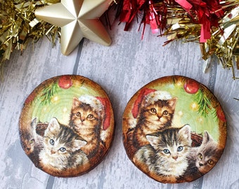 Personalised Pack Of Six Wooden Cat Coasters
