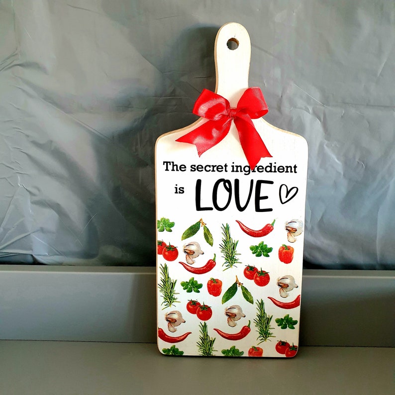 The Secret Ingredient is Love Kitchen Sign on Chopping Board Etsy