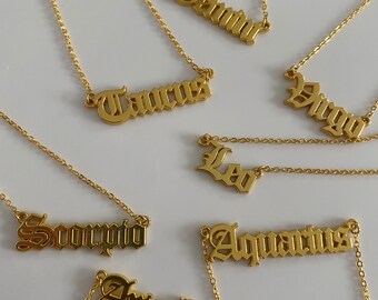 Gold Zodiac Necklace Scorpio Leo Pisces Sagittarius Virgo Aquarius Capricorn Cancer Taurus Aries Gemini Leo Libra