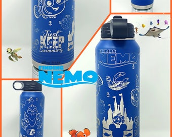 Finding Nemo Custom 20 Oz, 32 Oz, or 40 Oz. Water Bottle, Personalized Gifts, Custom Laser Engraved, Christmas Gifts, Disney Gifts