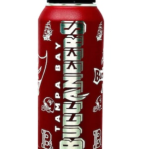 Tampa Bay Buccaneers Custom 20 Oz, 32 Oz or 40 Oz Stainless Steel, Laser Engraved Water Bottle