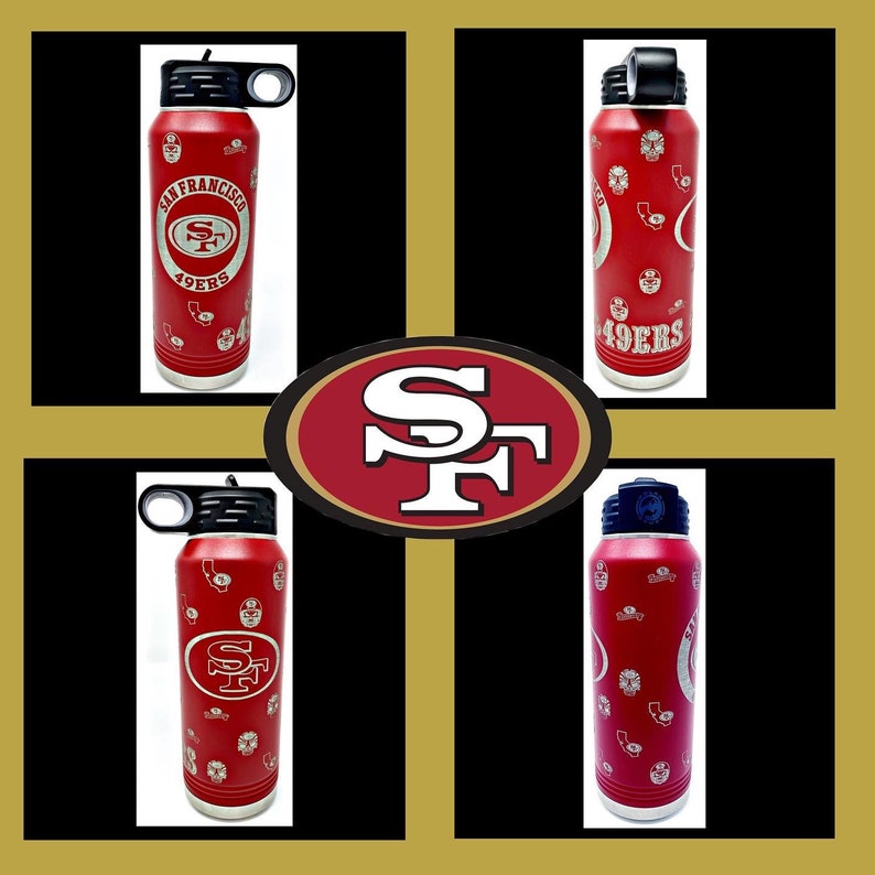 San Francisco 49ers 20 Oz, 32 Oz. or 40 Oz. Custom Water Bottle image 1