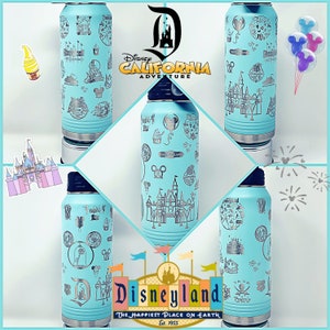 Custom Disneyland 20 Oz, 32 Oz, or 40 Oz Water Bottle, Personalized Gifts, Christmas Gifts