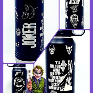 Joker Custom 20 Oz, 32 Oz or 40 Oz Laser Engraved, Stainless Steel Water Bottle