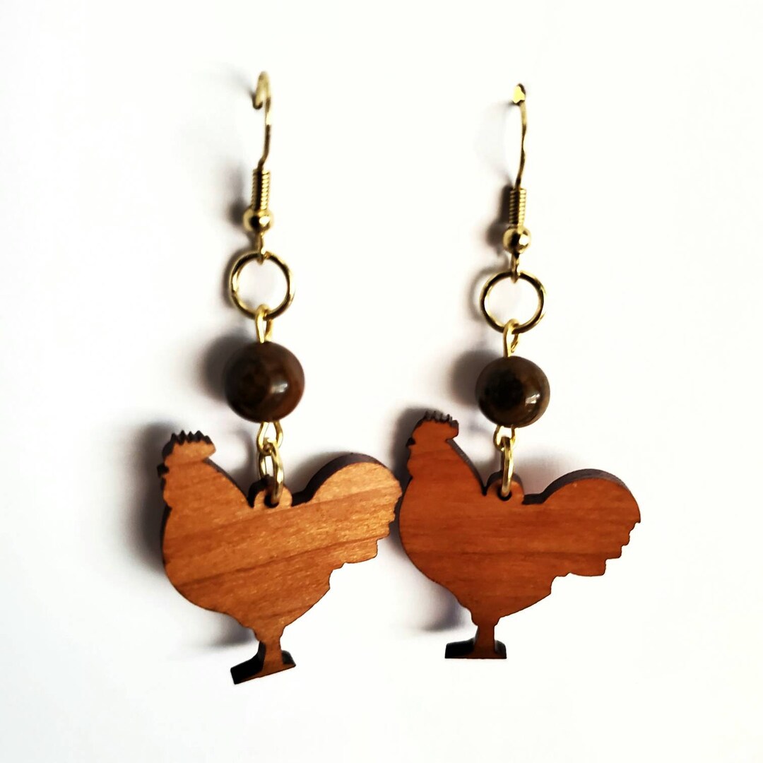 Chicken Earrings SVG File Laser Cut Etsy