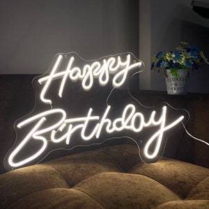 Happy birthday neon sign, party decoration custom neon sign, Custom led neon sign for friends, 21 birthday party neon sign decoration