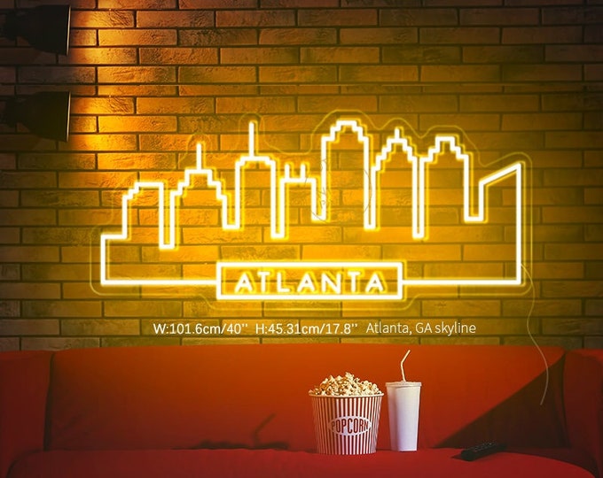 Atlanta GA skyline neon sign, Philadelphia skyline neon light, Sacramento, CA city skyline, Nashville skyline neon sign, City skyline custom