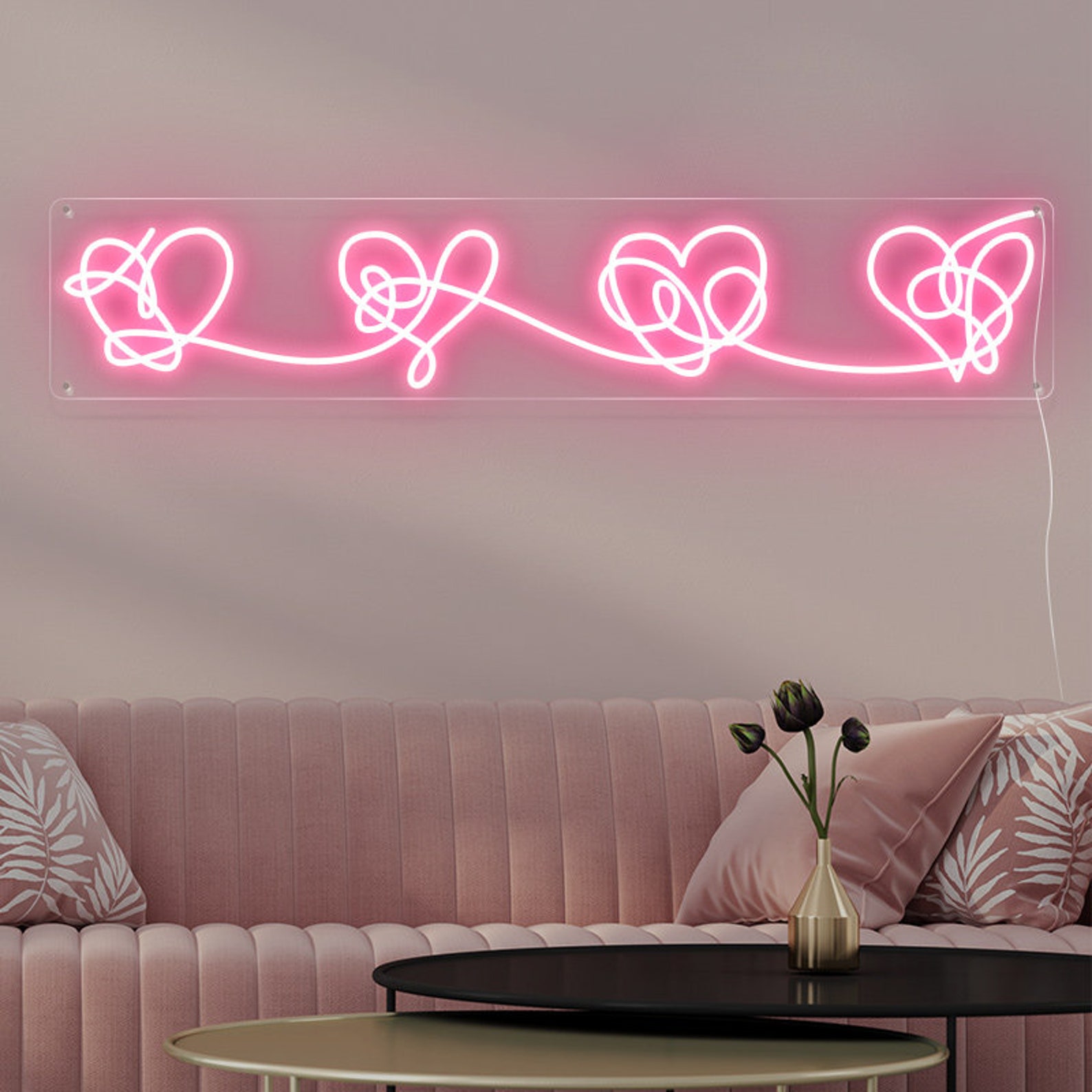 Neon Heart Sign LED Sign for Bedroom Heart Wall Decor Etsy