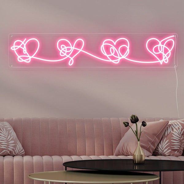 Neon Heart Sign, LED Sign For Bedroom, Heart Wall Decor, Glowing Sign Custom, House Party Decorations, Business Wall Sign, Personalized Neon