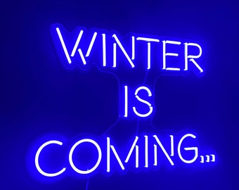 Letrero de neón Winter Is Coming / Decoración de Winter Wonderland / Letrero de neón LED personalizado / Decoración de pared de neón para el hogar, el negocio, la tienda y la oficina