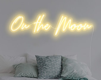 On the Moon Neon | Handmade LED Sign for Home or Romantic Gift