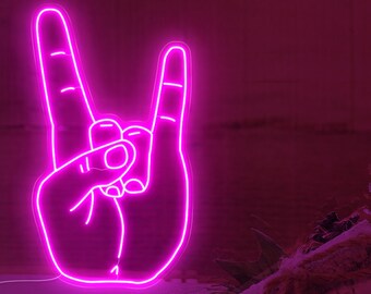 ロック・オン・ハンド LED ネオンサイン | 音楽愛好家へのギフト