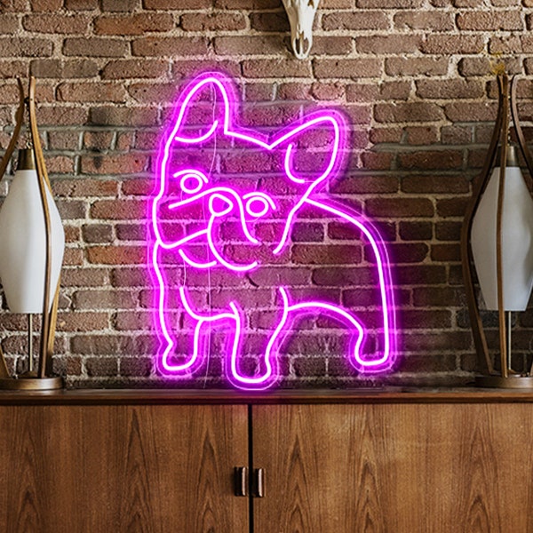 French Bulldog neon sign, Neon sign dog custom, dog neon sign gift for friends, Pet neon sign wall decoration, Puppy neon light Up Signs