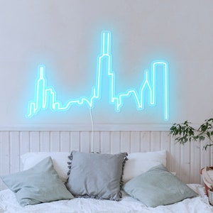 Chicago Skyline Neon | Custom LED Cityscape Wall Decor