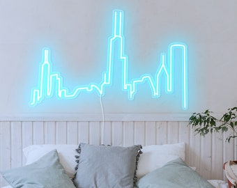 Chicago Skyline Neon | Custom LED Cityscape Wall Decor