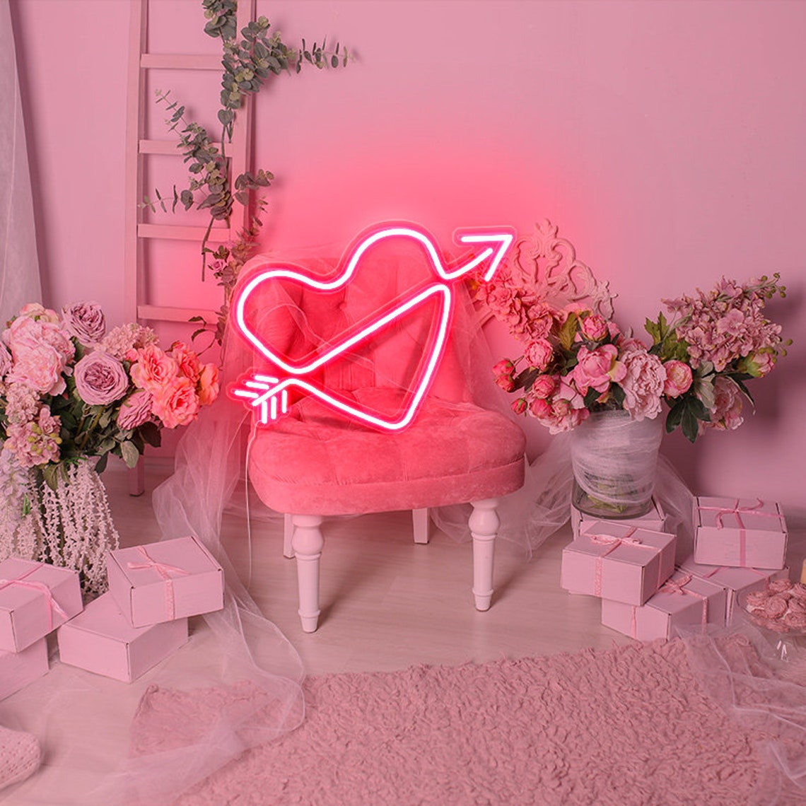 Neon Heart Sign LED Sign for Bedroom Heart Wall Decor Etsy
