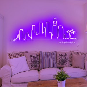 Los Angeles Skyline Neon Sign | Custom LED Neon Home, Business and Office decor | California Neon Light | LA Wall Art | Neon Cityscape