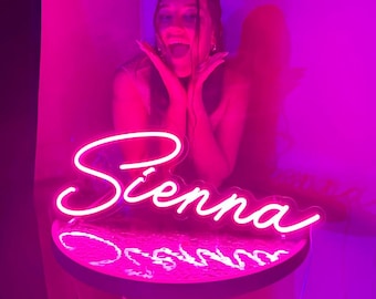 Nom personnalisé et enseigne au néon coeur | Décoration d'intérieur néon LED sans danger | Décoration de fête d'anniversaire | Néon pour chambre à coucher | Lampe pour baby shower