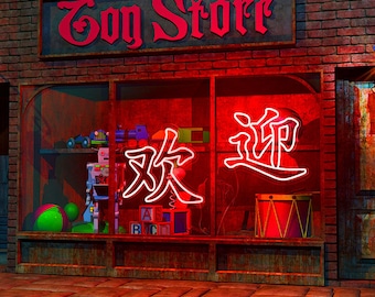 Luz de neón personalizada con caracteres chinos / Arte mural para restaurante chino / Arte lineal chino / Decoración con luz de neón LED / Letrero chino de bienvenida