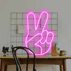 Neon Peace Sign | Home and Bedroom Decor | Custom LED Neon Sign | Teenage Bedroom Wall Art | Party and Event Decor | Trendy Art