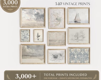 140 Coastal Gallery Wall Art Set:  Vintage Seascape Prints Neutral Wall Prints Bundle Printable Wall Art Soft Nursery Decor (Digital Prints)