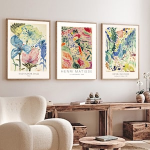 Lebendiges Wandkunst-Set Eklektische impressionistische Drucke Moderne druckbare Wandkunst Buntes Wanddekor-Galeriedruck-Set Abstrakte Maximalistische Kunst